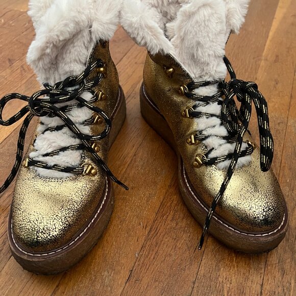 J.Crew Glitter Metallic Winter Boots • Faux Fur Lined • Size 7 - Picture 13 of 14